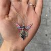 Aesthetic Rainbow Wings Angel Pembe Zincirli Kolye