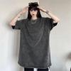 Antrasit Vintage Streetwear Unisex Yıkamalı Kumaş T-shirt