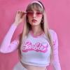 Beyaz Barbie Pembe Uzun Kollu Crop