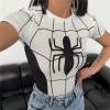 Beyaz Spider Cosplay Kısa Kollu Crop