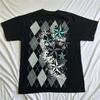 Siyah Vintage Geometrik Desenli Stars Cyber Grunge Unisex T-shirt