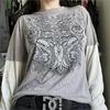 Gri Vintage Renaissance Cross Cyber Grunge İnce Sweatshirt