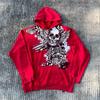 Kırmızı Ancient Skull and Dagger Cyber Grunge Kapüşonlu Sweatshirt