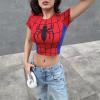 Kırmızı Spider Cosplay Kısa Kollu Crop