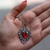 Kırmızı Vintage Heart Talisman Kolye