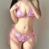 Pembe Beyaz Hello Kitty Collage Bikini Takımı