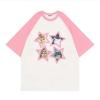 Pembe Kollu Beyaz Raglan All Star Cats (Unisex) T-Shirt