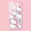 Pembe Lovely Hello Kitty Faces Collage İphone Telefon Kılıfları