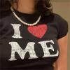 Siyah I Love Me Yarım T-Shirt