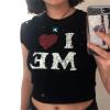 Siyah I Love Me Yarım T-Shirt