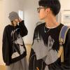 Siyah Vintage Anime Girl & Anime Boy Couple Uzun Kollu Sweatshirt